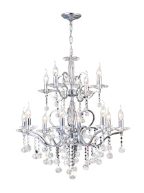 IL30128+4  Zinta Crystal Chandelier 12 Light (Requires Construction/Connection) (15.0kg) Polished Chrome